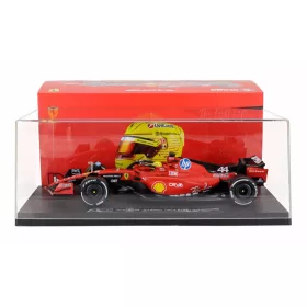   Burago - FERRARI F1  SF-23 TEAM SCUDERIA FERRARI HP N 44 TEST FIORANO 2025 LEWIS HAMILTON WITH SHOWCASE RED BLACK