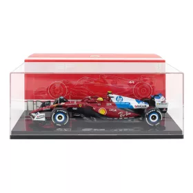   Burago - FERRARI WITH SHOWCASE - F1  SF-25 TEAM SCUDERIA FERRARI HP N 44 MIAMI GP 2025 LEWIS HAMILTON RED WHITE BLUE