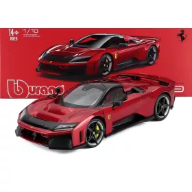   Burago - FERRARI F80 2024 - SILVER BLACK WHEELS ROSSO SUPERCAR - RED MET