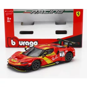   Burago - FERRARI 296 GT3 3.0L TWIN TURBO V6 N 71 RACING 2023 RED YELLOW