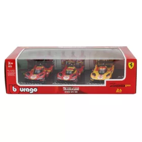   Burago - FERRARI SET 3X 499P WINNER 24h LE MANS TEAM AF CORSE FERRARI - N 83 2025 - N 50 2024 - N 51 2023 YELLOW RED
