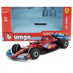   Burago - FERRARI F1  SF-24 TEAM SCUDERIA FERRARI N 16 3rd MIAMI GP 2024 CHARLES LECLERC RED BLACK LIGHT BLUE