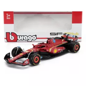   Burago - FERRARI F1  SF-24 TEAM SCUDERIA FERRARI N 16 WINNER MONACO GP 2024 CHARLES LECLERC RED BLACK