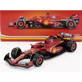   Burago - FERRARI F1  SF-24 TEAM SCUDERIA FERRARI N 55 4th ITALY MONZA GP 2024 CARLOS SAINZ RED WHITE BLACK