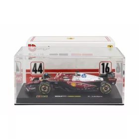   Burago - FERRARI F1  SF-25 TEAM SCUDERIA FERRARI HP N 16 MONZA ITALY GP 2025 CHARLES LECLERC - NIKI LAUDA 50th ANNIVERSARY WORLD CHAMPION - WITH PILOT AND SHOWCASE RED WHITE
