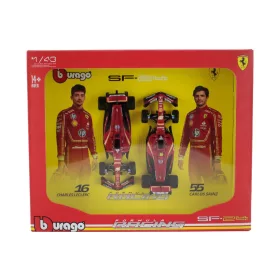   Burago - FERRARI SET F1  2X SF-24 TEAM SCUDERIA FERRARI N 16 SEASON 2024 CHARLES LECLERC + N 55 CARLOS SAINZ RED BLACK
