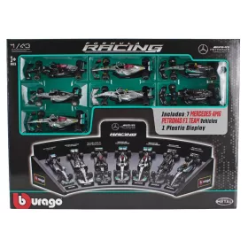   Burago - MERCEDES GP SET F1  7X W05 N 6 2014 NICO ROSBERG - W07 N 44 WORLD CHAMPION 2016 LEWIS HAMILTON - W10 N 77 2019 VALTTERI BOTTAS - W12 N 44 2021 - W13 N 44 2022 - W14 N 63 2023 GEORGE RUSSELL - W15 N 44 2024 BLACK SILVER GREEN