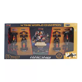   Burago - RED BULL SET F1  4X - 4 TIME WORLD CHAMPION - RB16B N 33 SEASON 2021 - RB18 N 1 SEASON 2022 - RB19 N 1 SEASON 2023 - RB20 N 1 SEASON 2024 MAX VERSTAPPEN MATT BLUE YELLOW RED