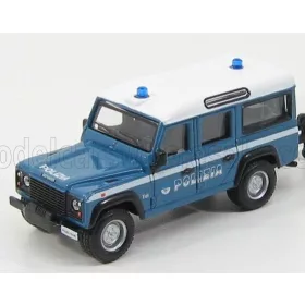   Burago - LAND ROVER DEFENDER 110 STATION WAGON POLIZIA 1995 LIGHT BLUE WHITE