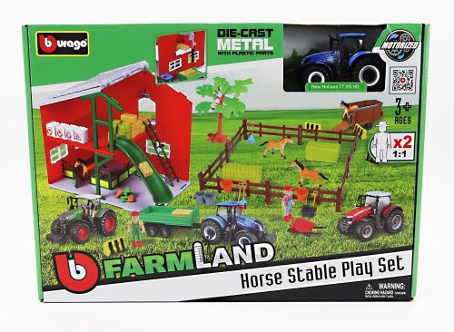 Burago - NEW HOLLAND SET FARM HORSE STABLE PLAY T7.315 TRACTOR 2009 BLUE