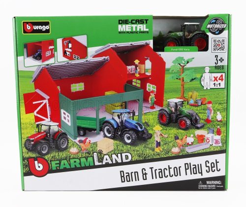 Burago - FENDT SET FARM BARN & TRACTOR PLAY 1050 VARIO TRACTOR 2016 GREEN