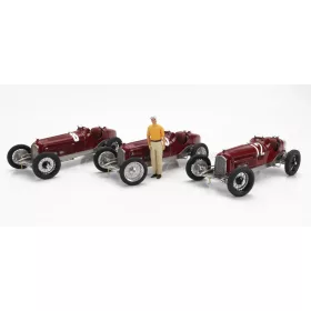   CMC - ALFA ROMEO SET 3X ALL WINNER F1 P3 GP 1932 TAZIO NUVOLARI - N 12 FRANCE - N 30 COPPA CIANO - N 8 COPPA ACERBO - WITH FIGURE AND SHOWCASE VARIOUS