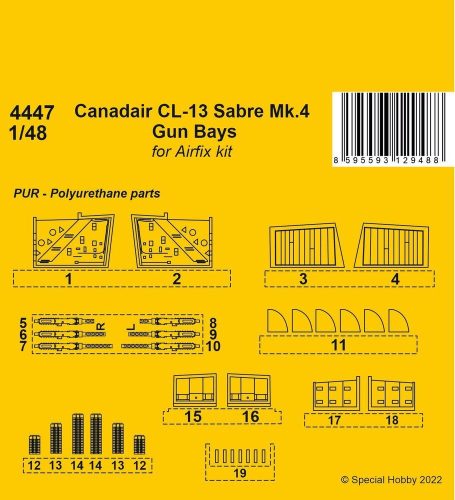 CMK - Canadair CL-13 Sabre Mk.4 Gun Bays 1/48 / for Airfix kit