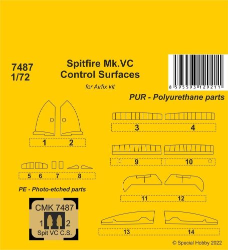 CMK - Spitfire Mk.VC Control Surfaces / for Airfix kit
