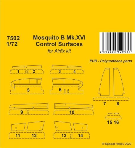 CMK - Mosquito B Mk.XVI Control Surfaces / for 1/72 Airfix kit