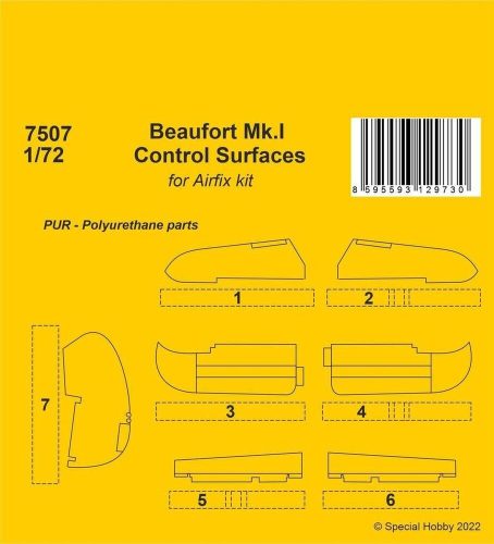 CMK - Beaufort Mk.I Control Surfaces 1/72 / for Airfix kit