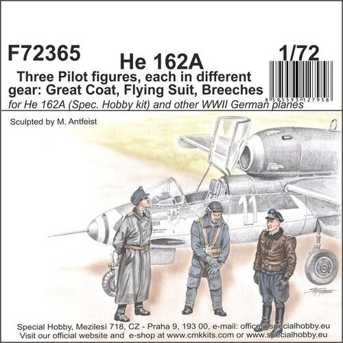CMK - He 162-Three Pilot figures,each i.different gear:Great Coat,Flying Suit,Breeches