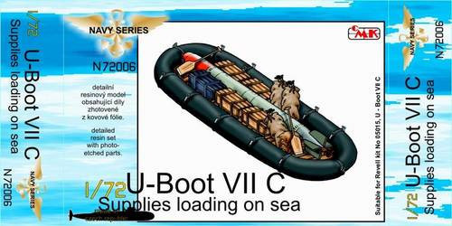 CMK - U-Boot VII Supplies loading on sea (food, ammo boxes, boat, 1x torpedo)