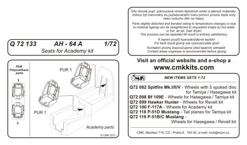 CMK - AH-64A Seats for Acadamy kit