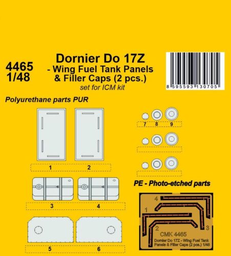 CMK - Dornier Do 17Z - Wing Fuel Tank Panels & Filler Caps (2 pcs.) 1/48