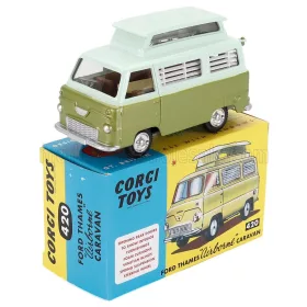   Corgi - FORD ENGLAND THAMES AIRBORNE CAMPER CARAVAN 1960 2 TONE GREEN