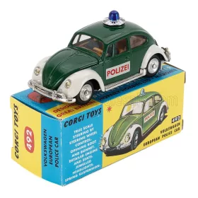   Corgi - VOLKSWAGEN BEETLE MAGGIOLINO EUROPEAN POLIZEI DEUTSCHE POLICE CAR 1969 GREEN WHITE