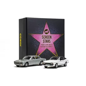   Corgi - Screen Stars - Ford Capri Mk2 2.0S Diamond White, Jaguar XJ6 Series 2 Silver