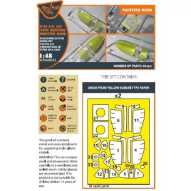   Clear Prop Models - F-82F/G, E/H Twin Mustang painting mask for Modelsvit kits 4818/4820