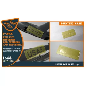   Clear Prop Models - F-86A pre-cut patterns for numbers and lettering painting mask for CP4824 kit