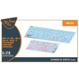   Clear Prop Models - MiG-23ML, MLA, MLD, P, MLAE standard english stencils for CP kits and other