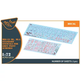   Clear Prop Models - MiG-23ML, MLA standard stencils for grey paint schemes for CP kits and other
