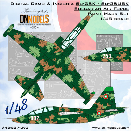 Dnmodels - 1:48 Digital Camouflage And Insignia Paint Masks For Bulgarian Su-25K/Su-25Ubk (48/827-093)
