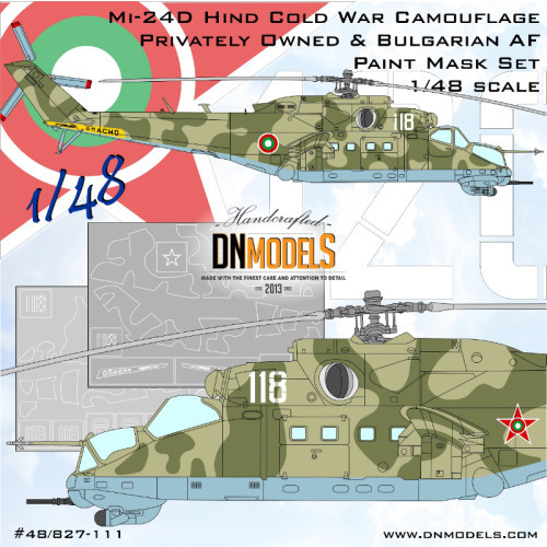 Dnmodels - 1:48 Mi-24D Hind Cold War Camouflage, Privately Owned And Bulgarian Af Paint Mask Set (48/827-111)