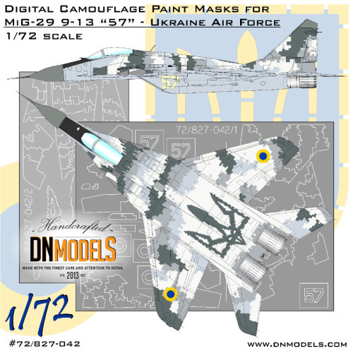 Dnmodels - 1:72 Mig-29 Ghost Of Kyiv Fulcrum-C Ukrainian Digital Camo Paint Mask Set (72/827-042)