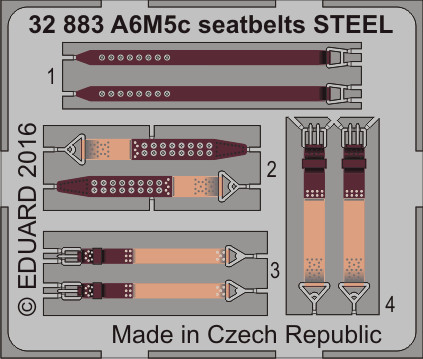 Eduard - A6M5C Seatbelts Steel for Hasegawa