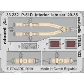   Eduard - P-51D Interior Late Ser. 20-35 Seatbelts Steel forTamiya