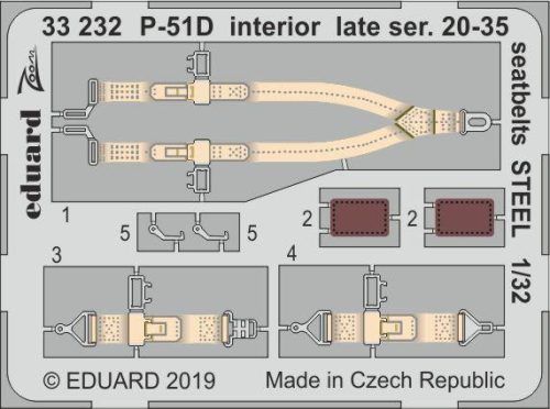 Eduard - P-51D Interior Late Ser. 20-35 Seatbelts Steel forTamiya