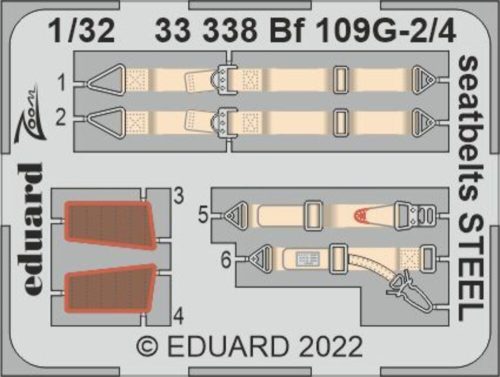 Eduard - Bf 109G-2/4 seatbelts STEEL for REVELL