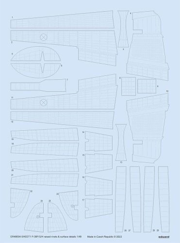 Eduard - P-38F/G/H raised rivets & surface details for TAMIYA