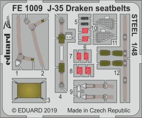 Eduard - J-35 Draken seatbelts STEEL for Hasegawa