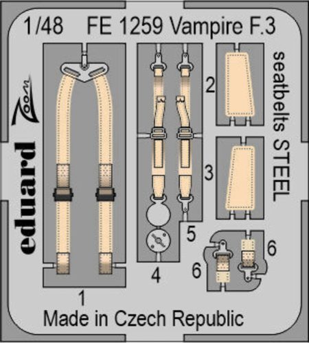 Eduard - Vampire F.3 seatbelts STEEL for AIRFIX