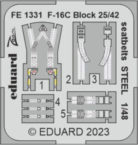 Eduard - F-16C Block 25/42 seatbelts STEEL 1/48 for KINETIC