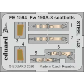 Eduard - Fw 190A-8 seatbelts STEEL for Hobby Boss