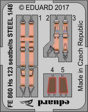 Eduard - Hs 123 seatbelts STEEL for Gaspatch Mode