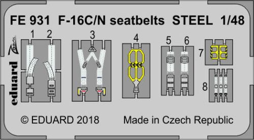 Eduard - F-16C/N seatbelts STEEL for Tamiya