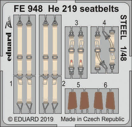 Eduard - He 219 seatbelts STEEL for Tamiya
