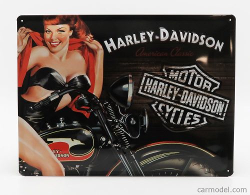 Edicola - Accessories 3D Metal Plate - Harley Davidson American Classic Biker Babe Black Orange