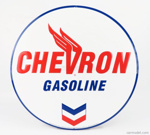 Edicola - Accessories Metal Round Plate - Chevron Gasoline White Red Blue