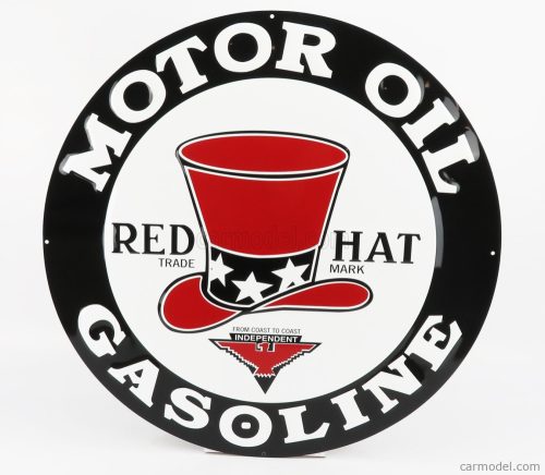 Edicola - Accessories Metal Round Plate - Red Hat Gasoline White Black Red
