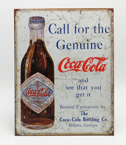 Edicola - Accessories Metal Plate - Coca-Cola Call For The Genuine White Brown